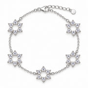 White Topaz Heart Star of David 5-Motif Bracelet