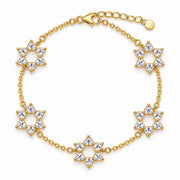 White Topaz Heart Star of David 5-Motif Bracelet