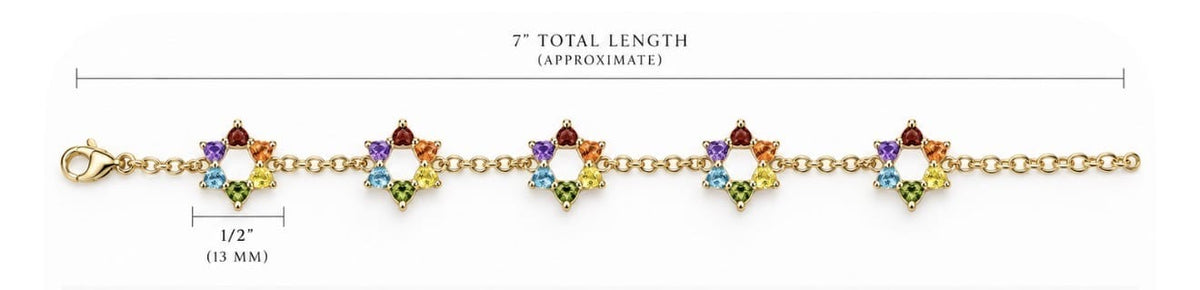 Rainbow Heart Star of David 5-Motif Bracelet