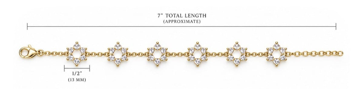 White Topaz Heart Star of David 5-Motif Bracelet