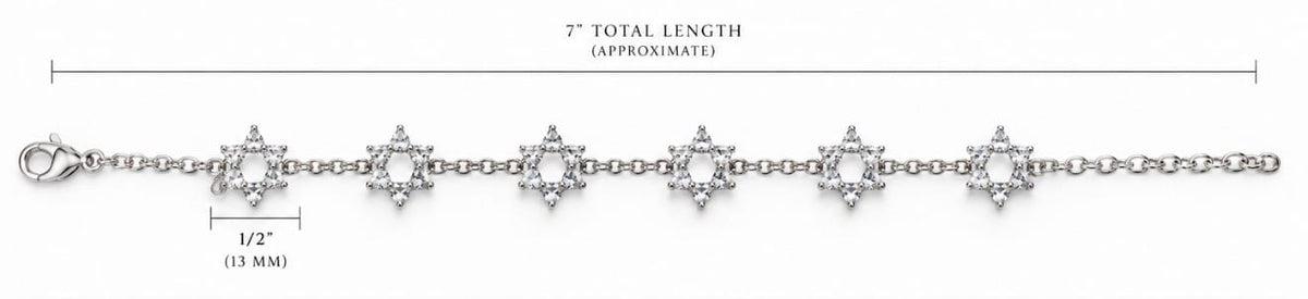 White Topaz Heart Star of David 5-Motif Bracelet