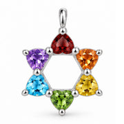 Rainbow Heart Star of David Pendant Necklace