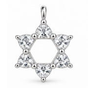 White Topaz Heart Star of David Pendant Necklace
