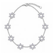 White Motif Star of David 8 Station Necklace