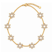 White Motif Star of David 8 Station Necklace