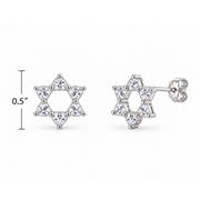 White Topaz Heart Star of David Stud Earrings