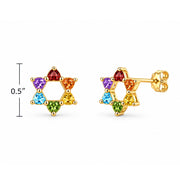 Rainbow Heart Star of David Stud Earrings