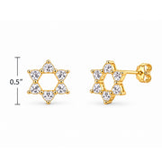 White Topaz Heart Star of David Stud Earrings