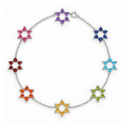 MORDEKAI Necklaces Sterling Silver Ombré Rainbow Star of David 8 Station Necklace by MORDEKAI - Gold Vermeil or Sterling Silver