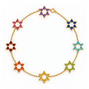 MORDEKAI Necklaces Gold Vermeil Ombré Rainbow Star of David 8 Station Necklace by MORDEKAI - Gold Vermeil or Sterling Silver