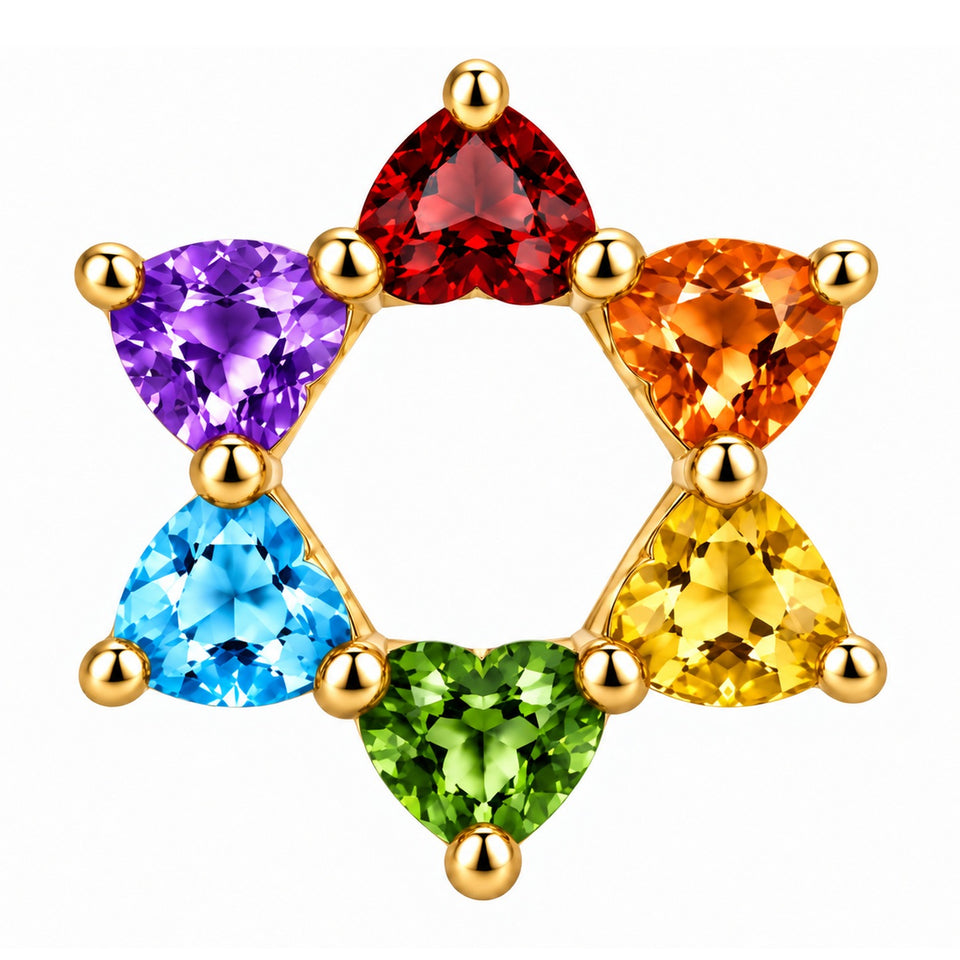 Rainbow Heart Star of David Pendant Necklace