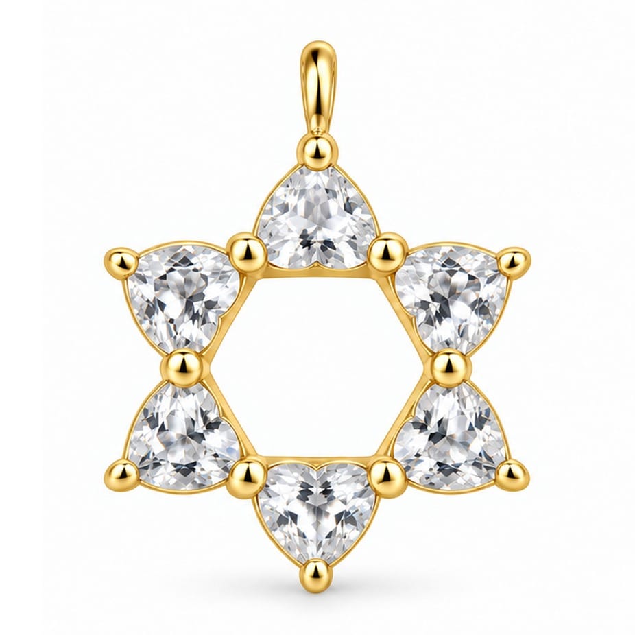 MORDEKAI Necklaces Gold Vermeil / Pendant Only White Topaz Heart Star of David Pendant Necklace by MORDEKAI - Gold Vermeil or Sterling Silver