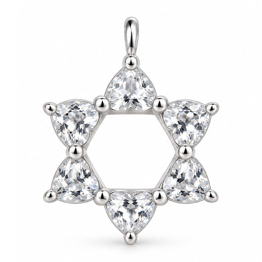 MORDEKAI Necklaces White Topaz Heart Star of David Pendant Necklace by MORDEKAI - Gold Vermeil or Sterling Silver