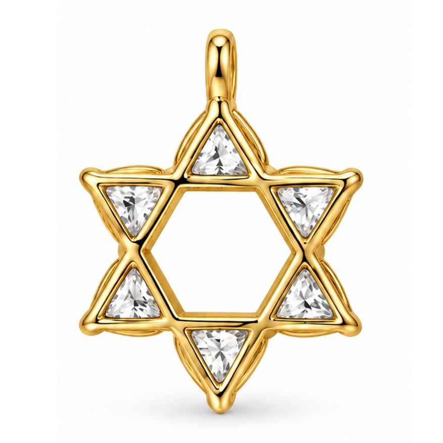 MORDEKAI Necklaces White Topaz Heart Star of David Pendant Necklace by MORDEKAI - Gold Vermeil or Sterling Silver