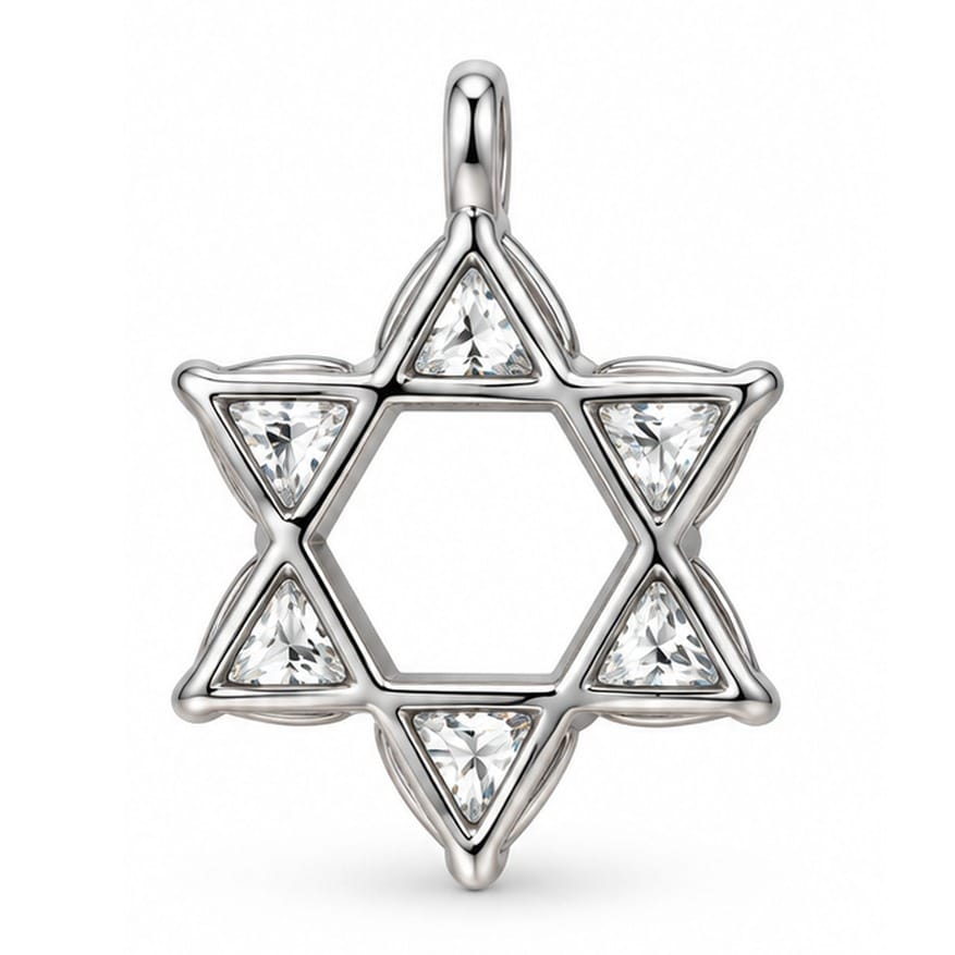 MORDEKAI Necklaces White Topaz Heart Star of David Pendant Necklace by MORDEKAI - Gold Vermeil or Sterling Silver