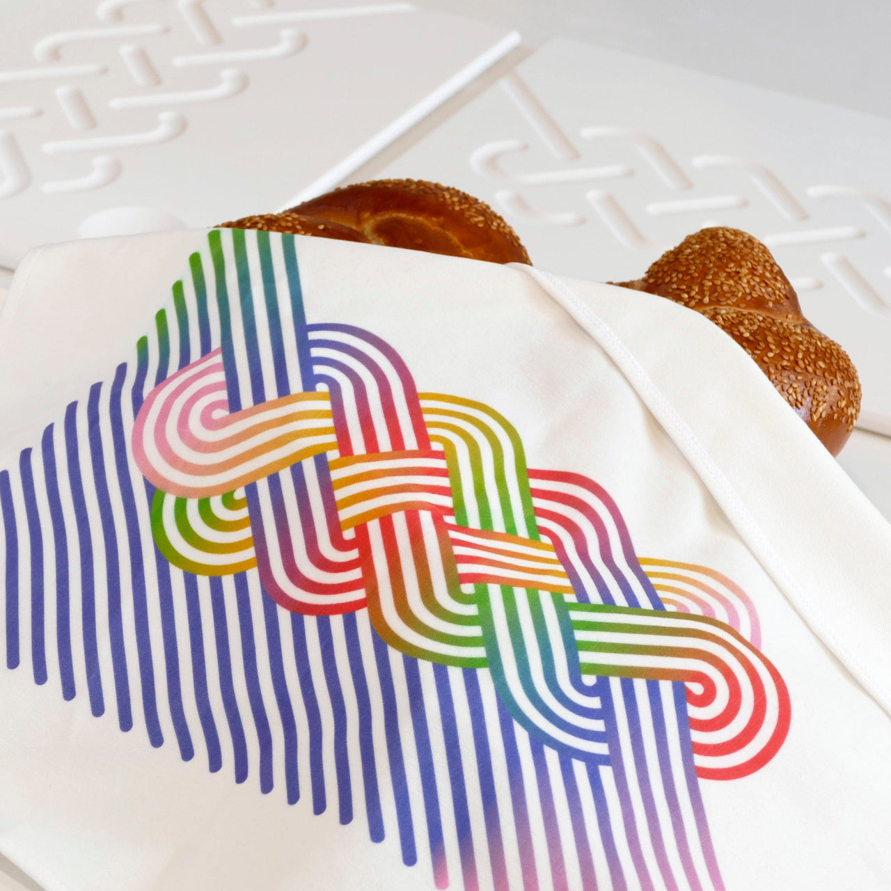 Studio Armadillo Challah Covers Op-Art Velvet Challah Cover - Rainbow