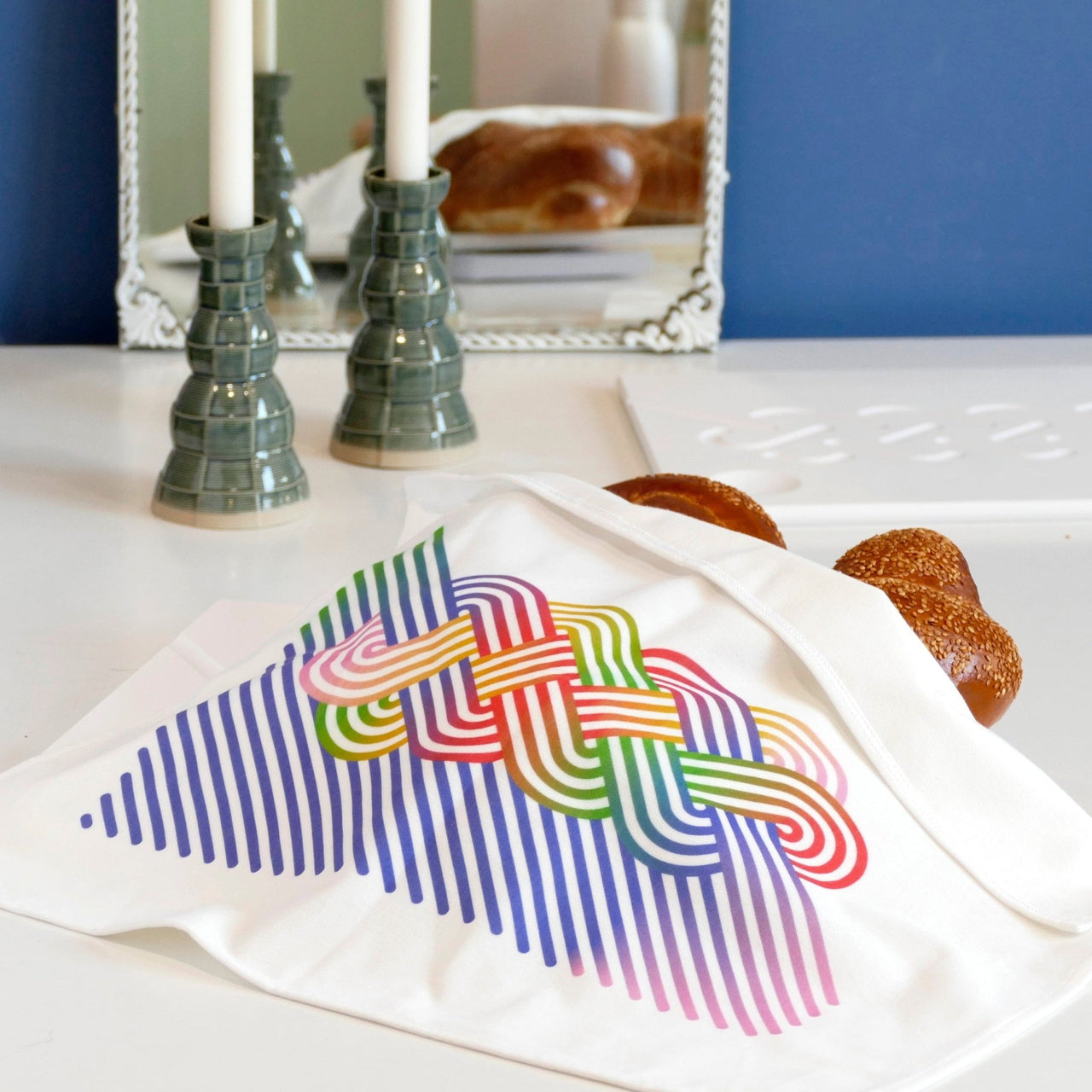 Studio Armadillo - Op - Art Velvet Challah Cover - Rainbow - ModernTribe