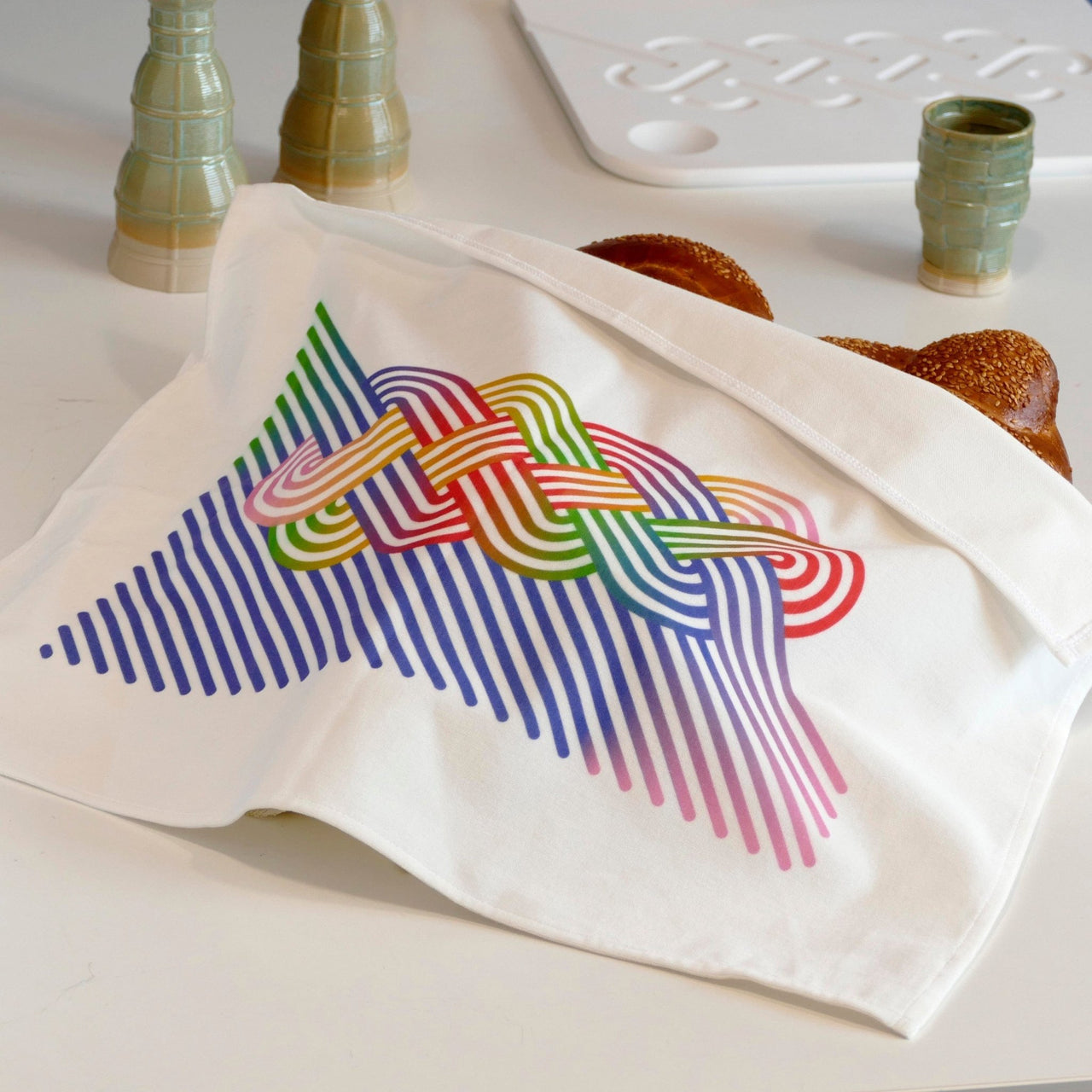 Studio Armadillo - Op - Art Velvet Challah Cover - Rainbow - ModernTribe
