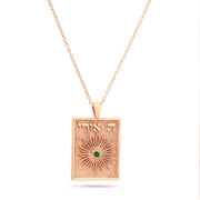 Hashem Is My Light Pendant Necklace in 14k rose gold with emerald