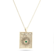 Hashem Is My Light Pendant Necklace in 14k white gold with emerald