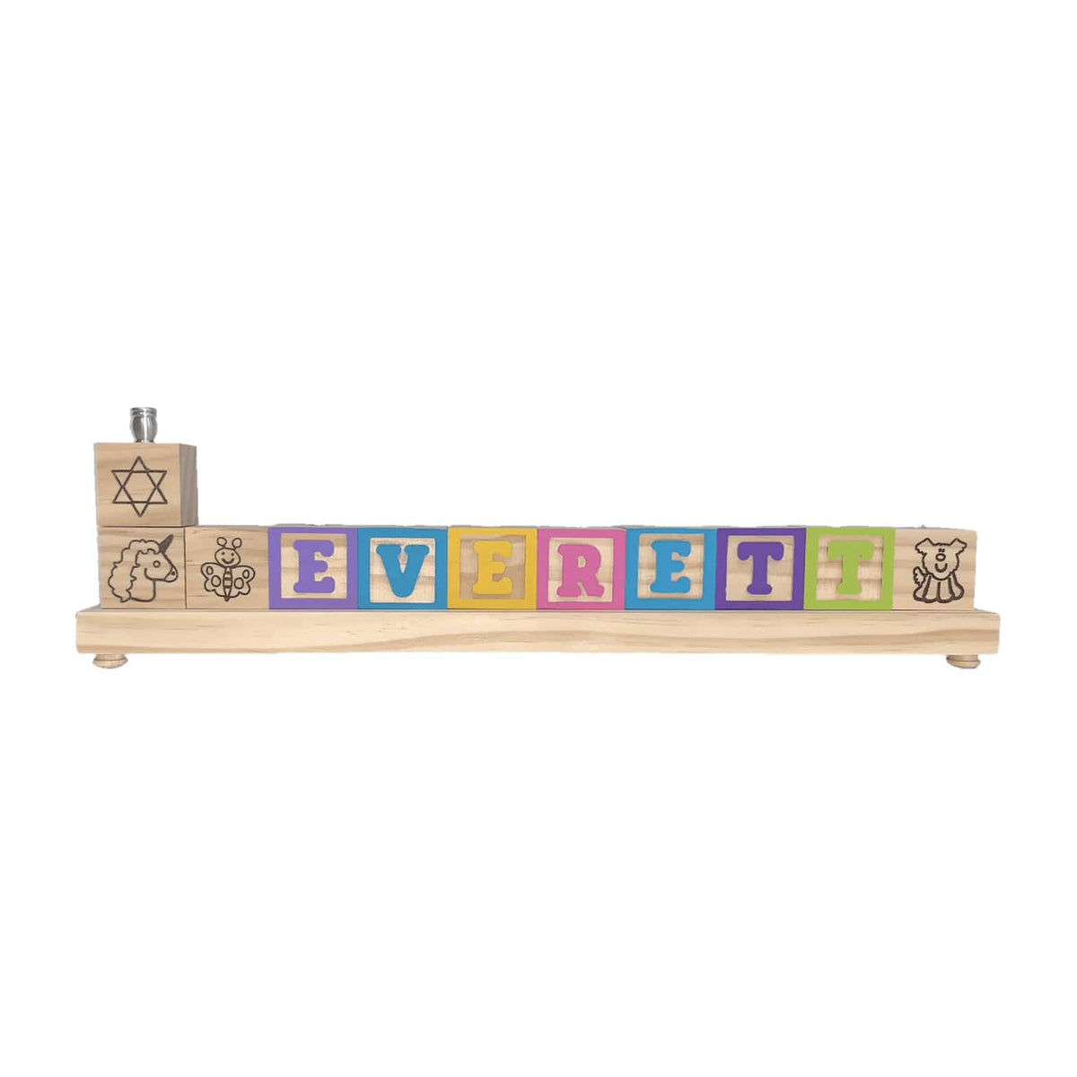 Don't Forget the Gift Menorahs Pastel Multi Colors Personalized Wooden Block Name Menorah - Primary or Pastel Colors