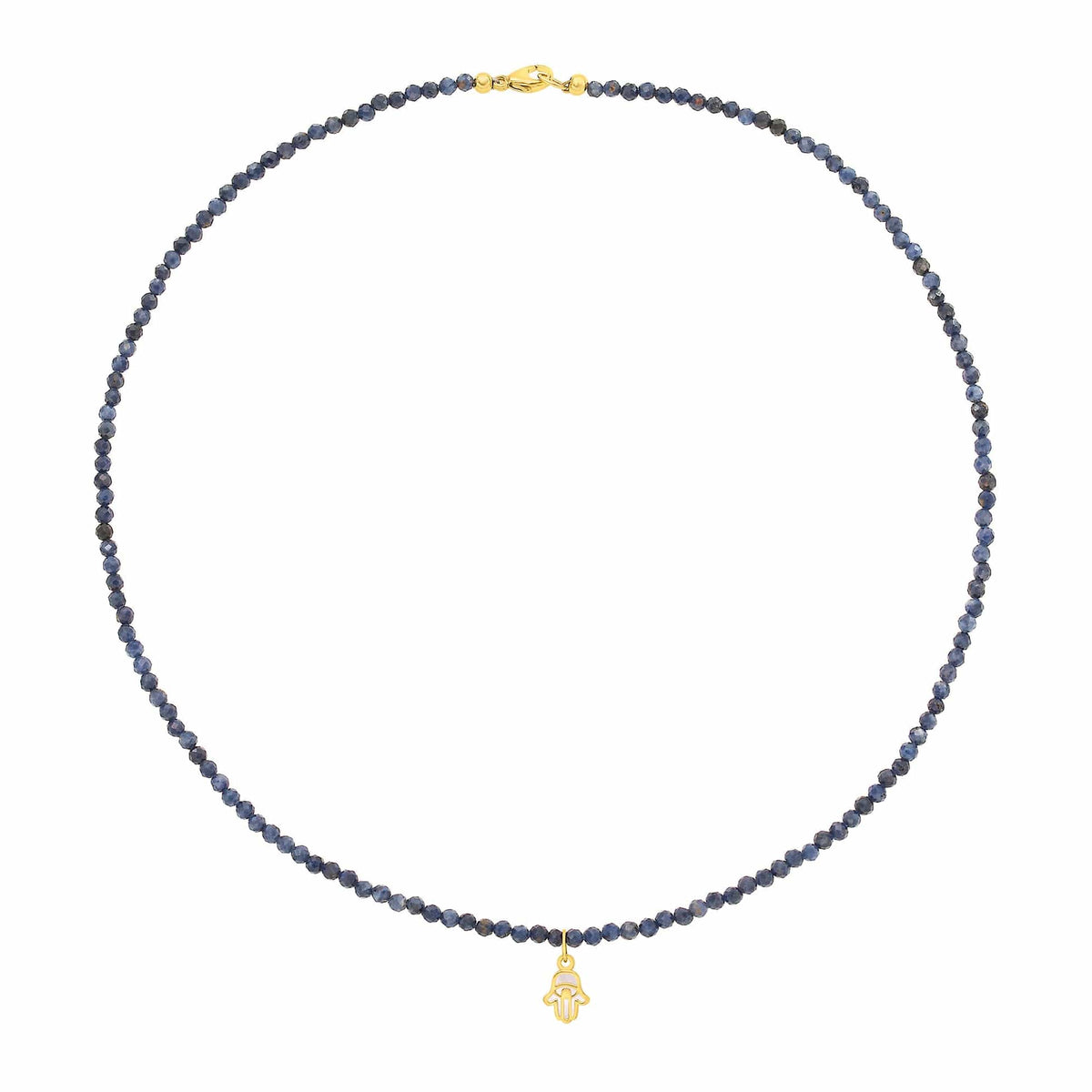 LeahJessica Jewelry - Mini Hamsa Sapphire Bead Necklace by LeahJessica Jewelry - ModernTribe