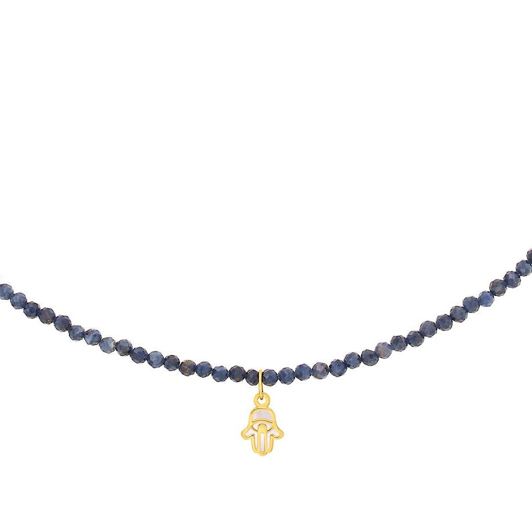 LeahJessica Jewelry - Mini Hamsa Sapphire Bead Necklace by LeahJessica Jewelry - ModernTribe