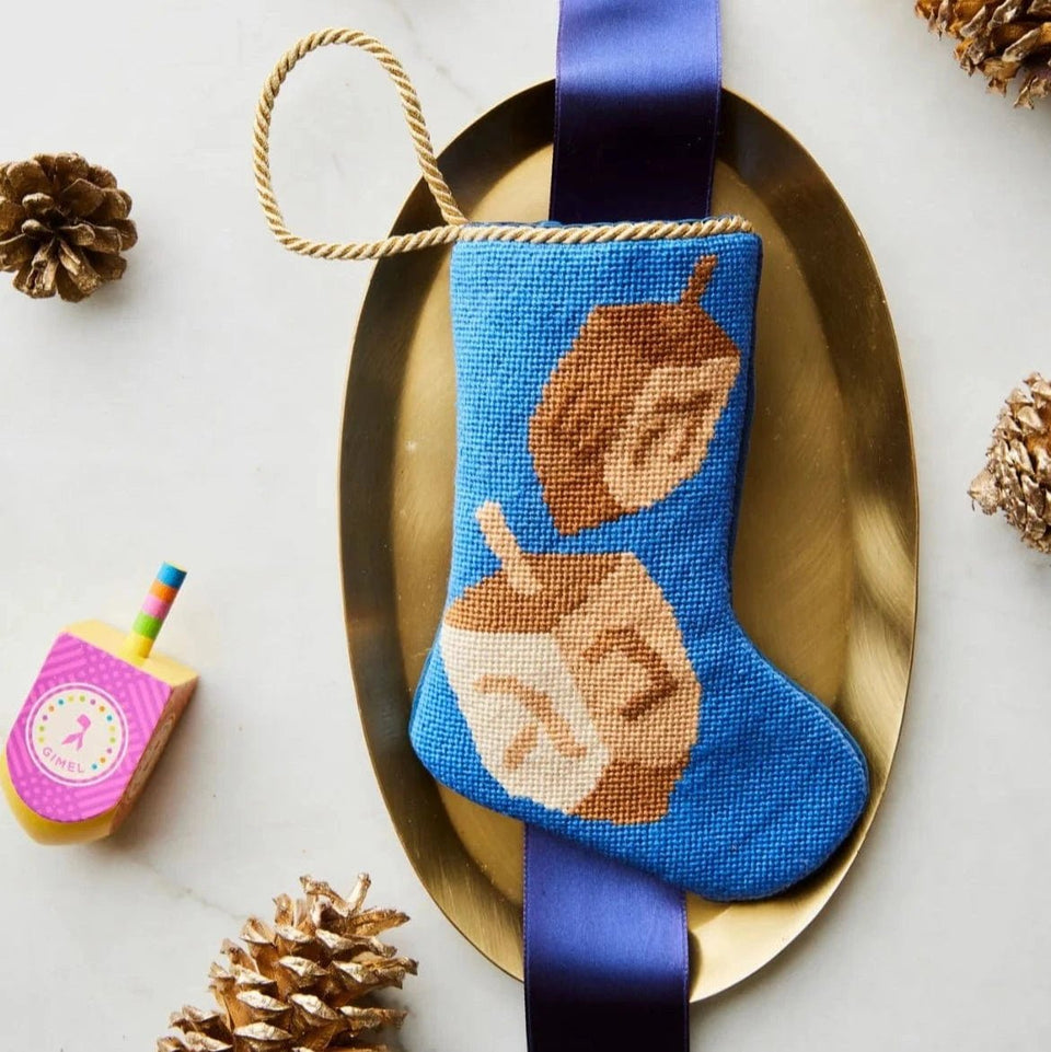 Bauble Stockings - Hand - Stitched Spin the Dreidel Mini Stocking - ModernTribe