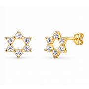White Topaz Heart Star of David Stud Earrings