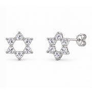 White Topaz Heart Star of David Stud Earrings
