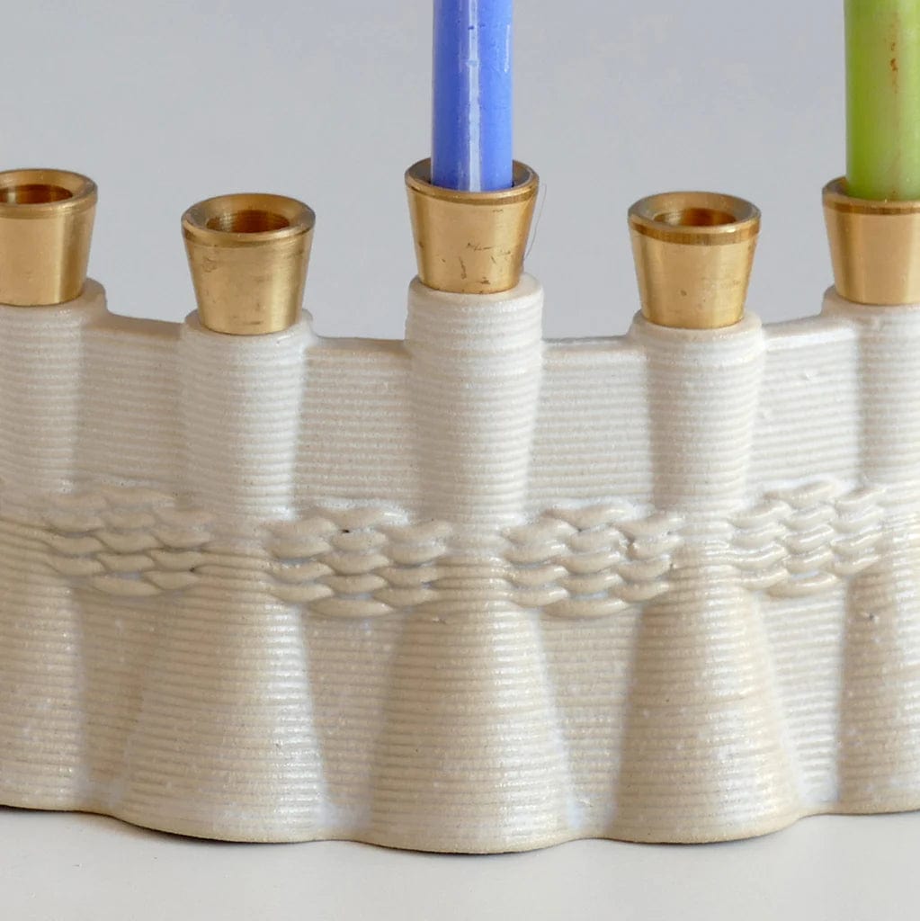 Studio Armadillo - Wavy 3D Printed Clay Menorah - Natural Beige - ModernTribe