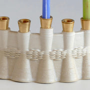 Studio Armadillo Menorahs Wavy 3D Printed Clay Menorah - Natural Beige