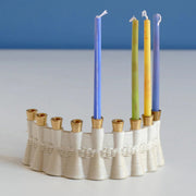 Studio Armadillo Menorahs Wavy 3D Printed Clay Menorah - Natural Beige