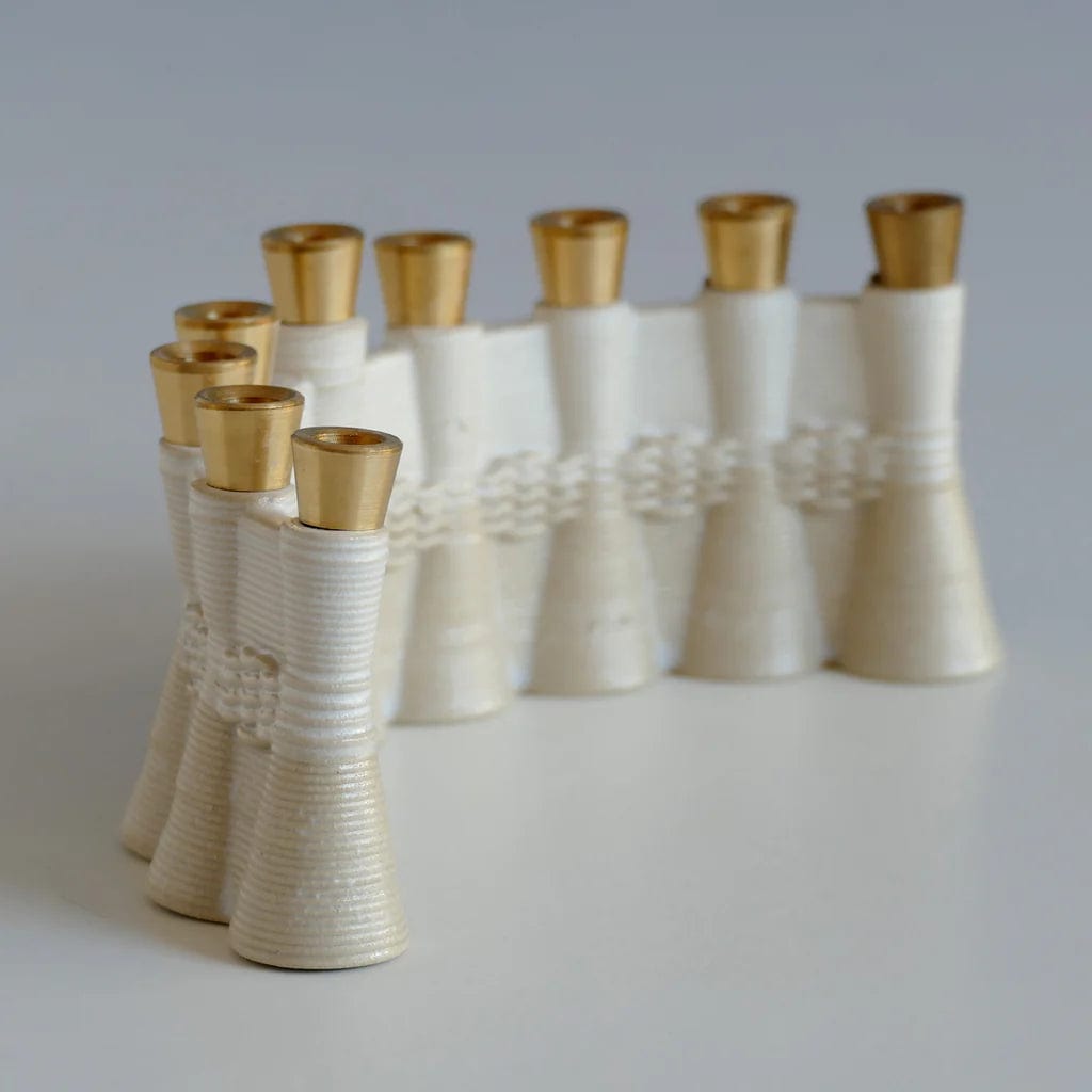 Studio Armadillo - Wavy 3D Printed Clay Menorah - Natural Beige - ModernTribe
