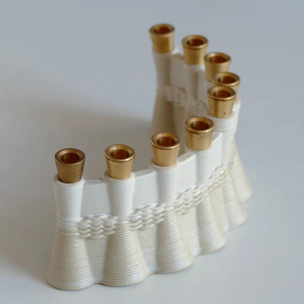 Studio Armadillo - Wavy 3D Printed Clay Menorah - Natural Beige - ModernTribe