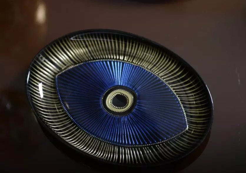 Aulica Serving Pieces Evil Eye Oval Dish - Dark Blue