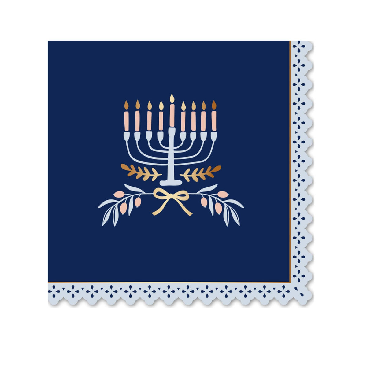 Harlow & Grey Napkins Modern Hanukkah Menorah Cocktail Napkins - Set of 20