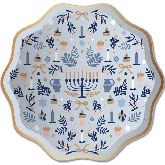 Modern Hanukkah Small Paper Plates - Set of 8