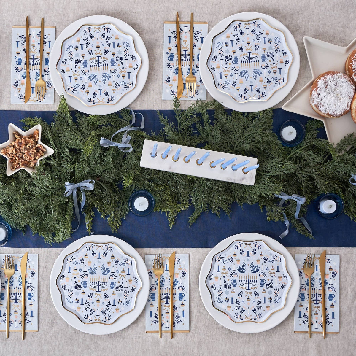 Modern Hanukkah Small Paper Plates by Harlow & Grey - Set of 8