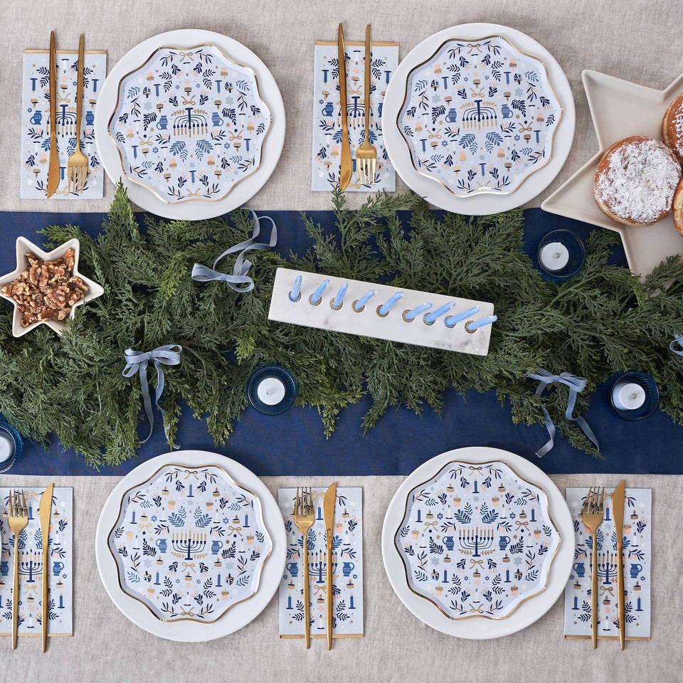 Harlow & Grey Dining Plates Modern Hanukkah Small Paper Plates - Set of 8