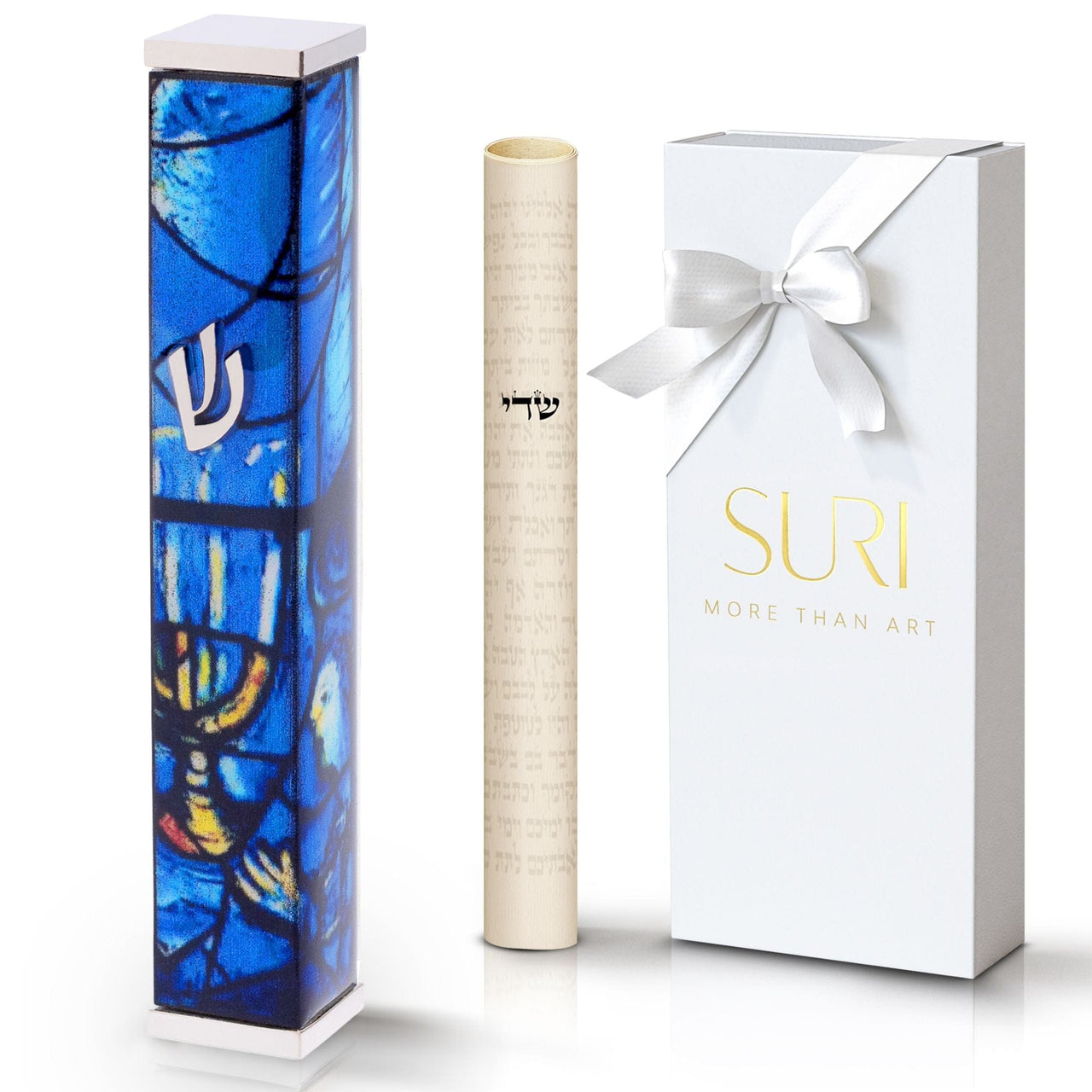 SURI - Blue and Silver Marc Chagall Mezuzah Case - ModernTribe