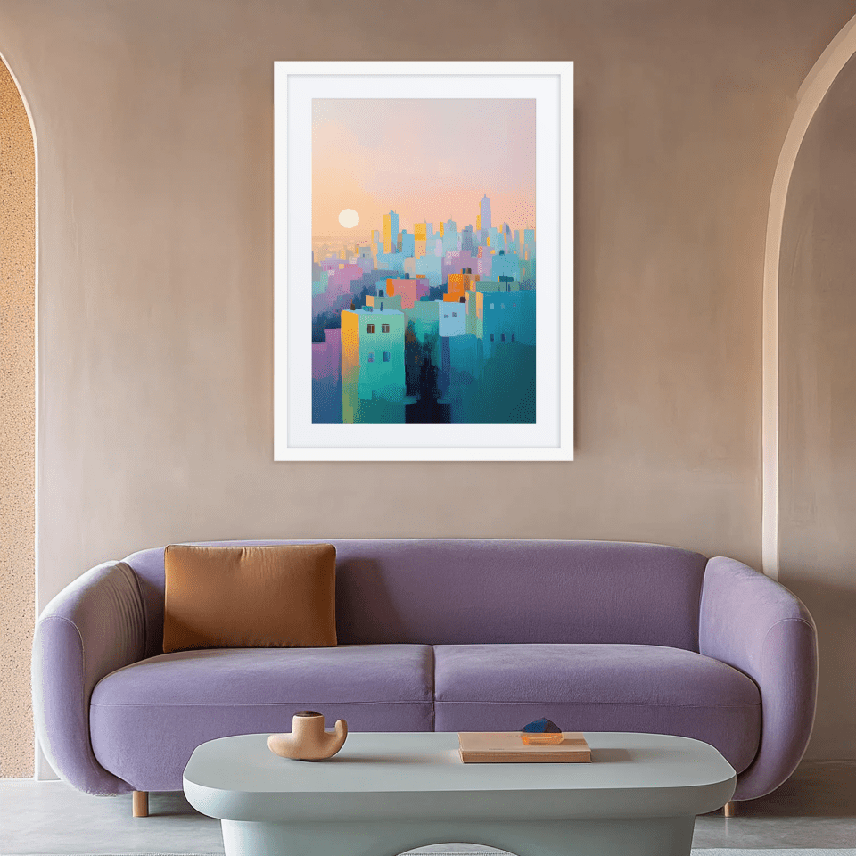 Beraishis - Pastel Tel Aviv Framed Print by Beraishis - ModernTribe