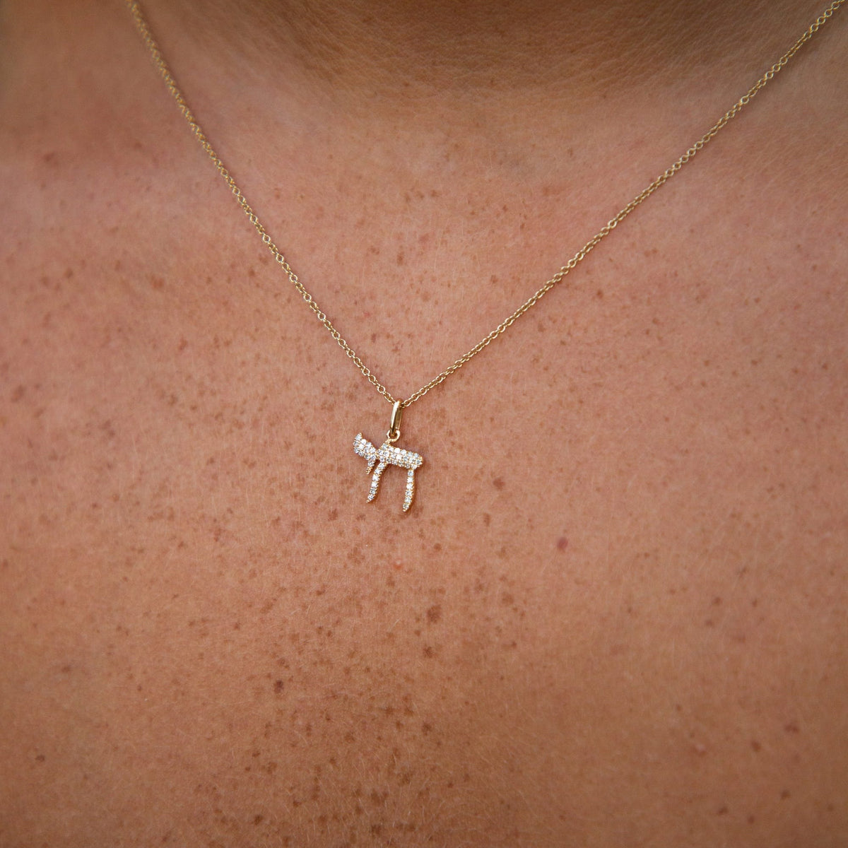 Les Petit Jewels Necklaces Petit Diamond Chai Necklace - 14k Gold