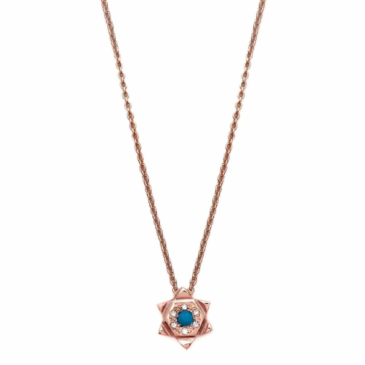 Elisa Solomon - Turquoise Diamond Star of David Necklace by Elisa Solomon - 14k Rose Gold - ModernTribe