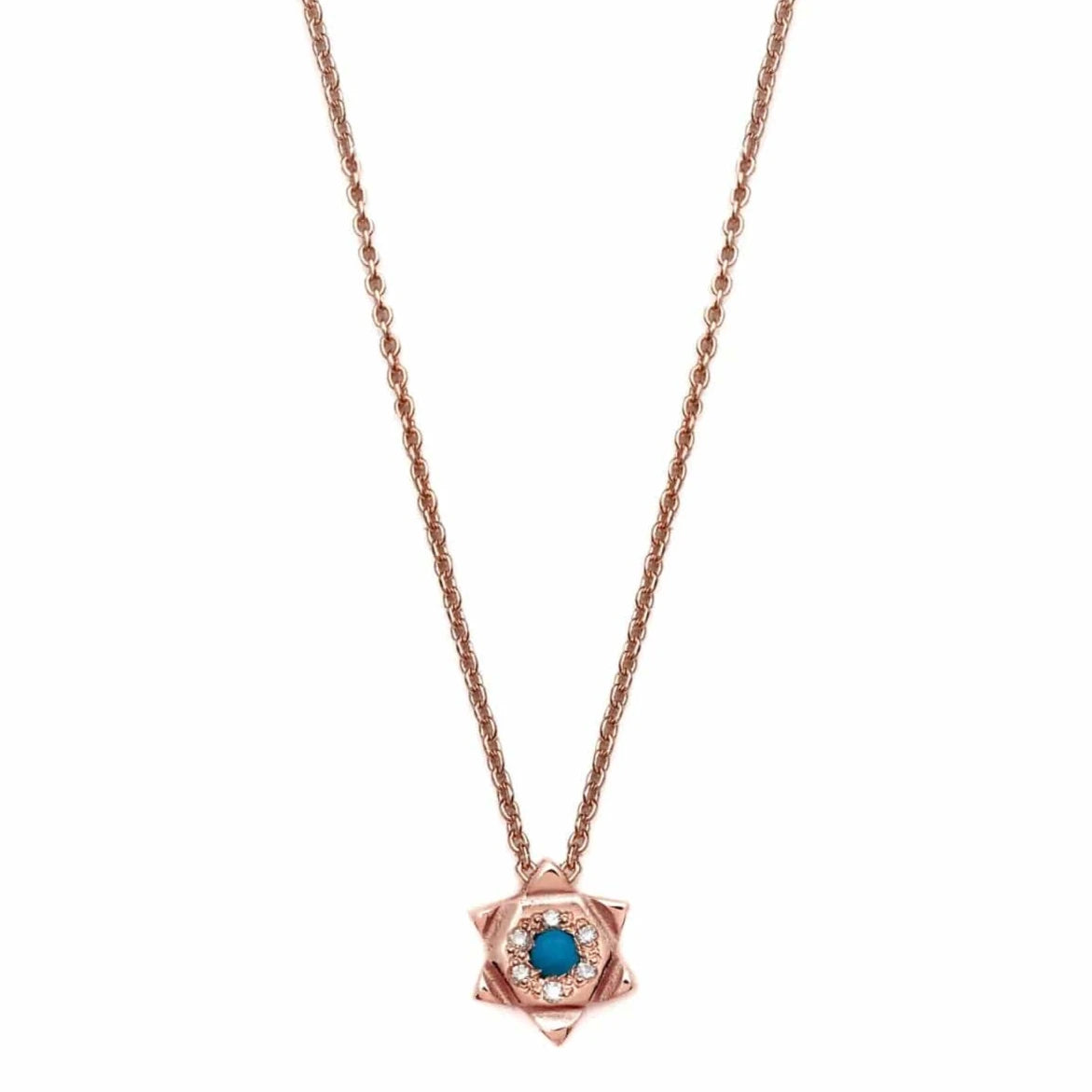 Elisa Solomon Necklaces Turquoise Diamond Star of David Necklace by Elisa Solomon - 14k Rose Gold