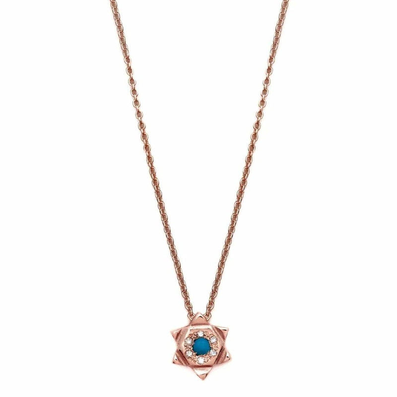 Elisa Solomon - Turquoise Diamond Star of David Necklace by Elisa Solomon - 14k Rose Gold - ModernTribe