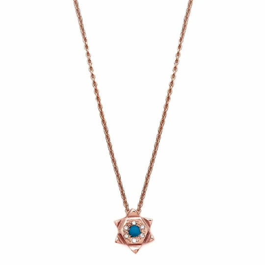 Turquoise Diamond Star of David Necklace by Elisa Solomon - 14k Rose Gold