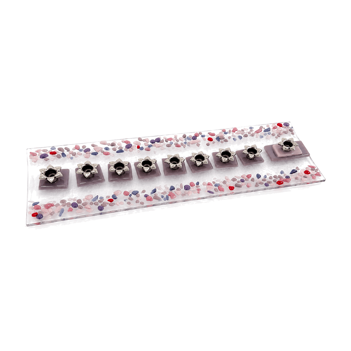 Shevi B Glass Creations - Fused Glass Menorah - Pink - ModernTribe
