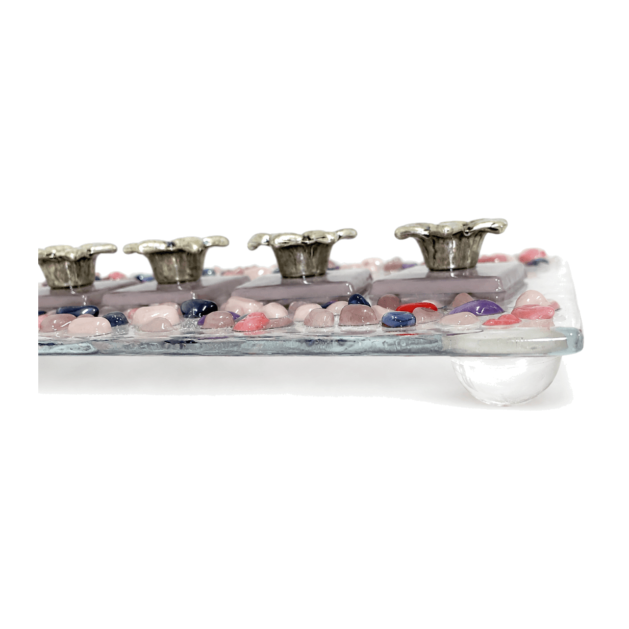 Shevi B Glass Creations - Fused Glass Menorah - Pink - ModernTribe