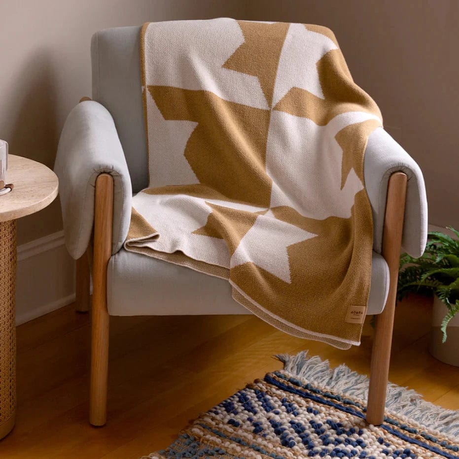 Adara Rituals - Star of David Throw Blanket - Gold and Cream - ModernTribe